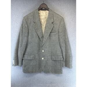 Vintage Mens Brown BOSTON TRADERS Tweed Blazer Jacket Sport Suit Coat Silk 42R